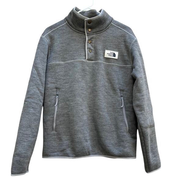 The North Face Gray 1/4 Snap Pullover with Sherpa Lining Men's Size Medium - Picture 1 of 5